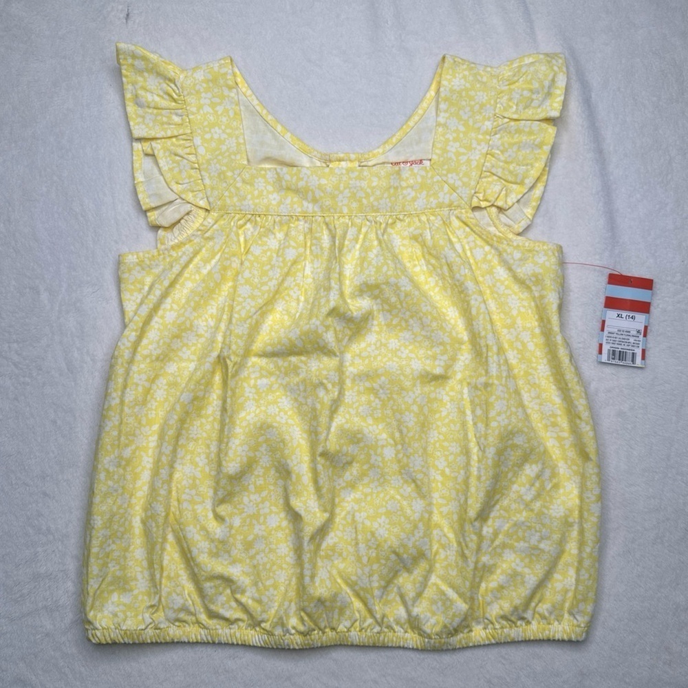 Girls' Sleeveless Bright Yellow Floral Woven Top Cat & Jack Bright Yellow Xl(14)